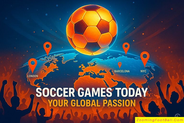 Global soccer fans tracking matches today with world map and glowing football