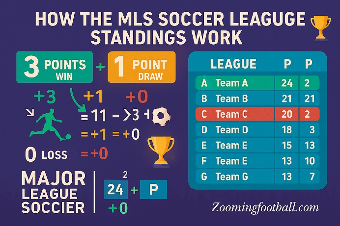 MLS standings point system calculation wins draws losses explained