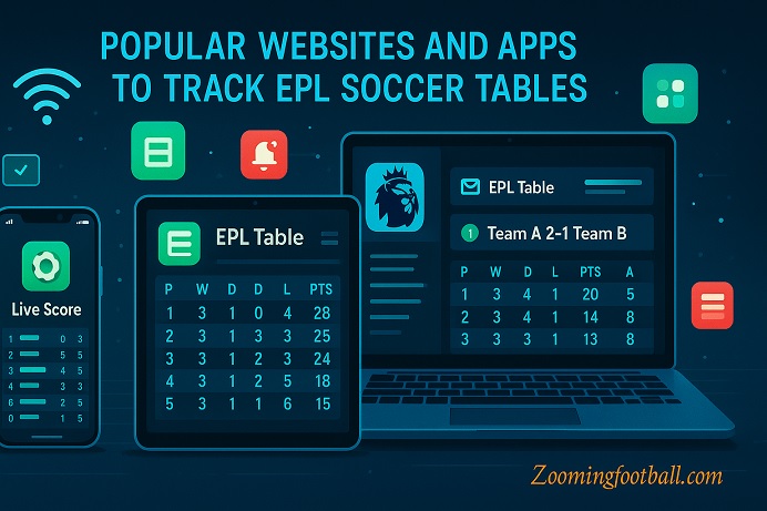 Best websites apps track Premier League EPL soccer table