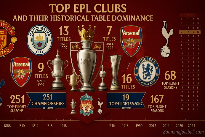 Top Premier League clubs historical dominance Big Six teams