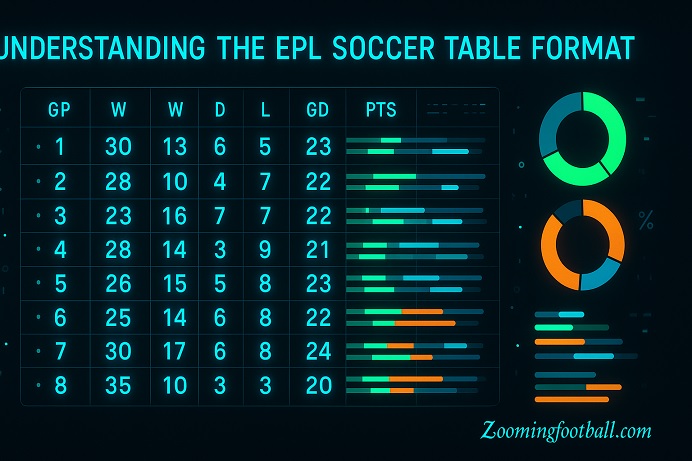 EPL Premier League soccer table format points system explained